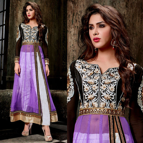 Unstitched Net/Lace Gown/Anarkali Kurta & Bottom Material Embroidered Price  in India, Full Specifications & Offers | DTashion.com