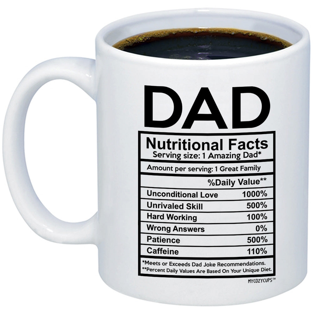 Funny Father's Day 11oz 15oz Coffee Mugs - Dad Nutritional ...