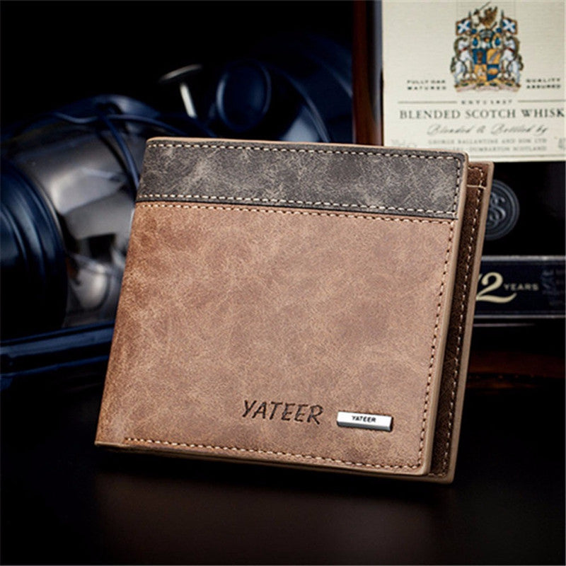 Brown Men's Leather Wallet ID Credit Card Holder Money Purse Clutch Pockets Carteira Masculina C