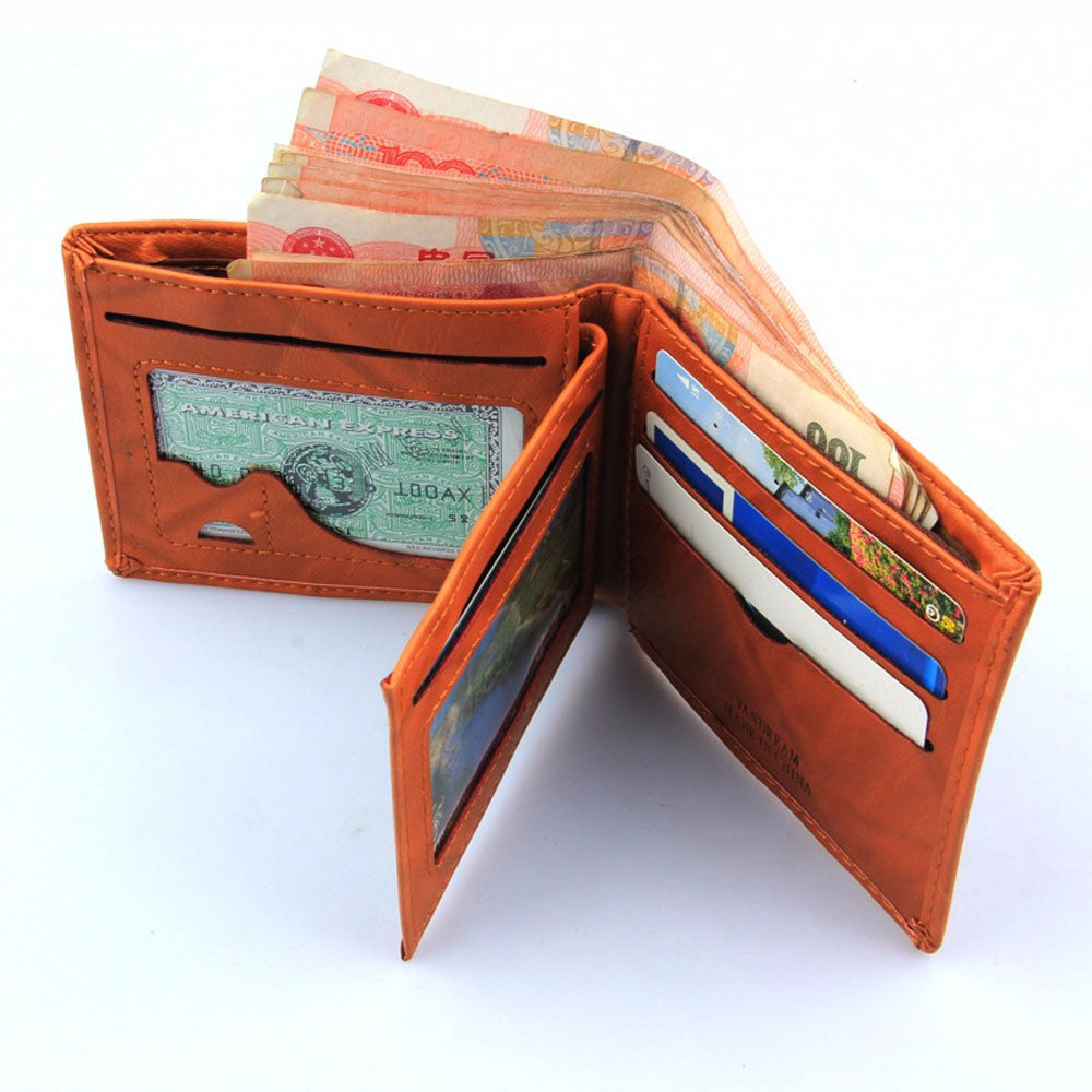 Men Wallet PU Leather Leaf Pattern Card Cash Receipt Holder Organizer Bifold bolso masculino CF