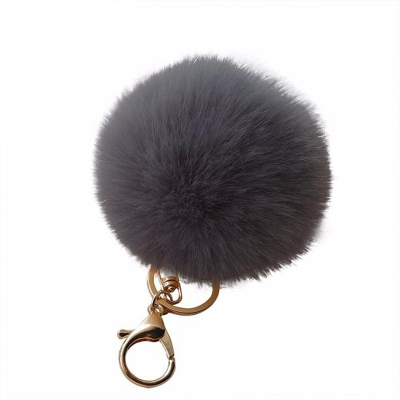 Keychain Rabbit Fur Ball Key chain Bag Plush Car Keys Ring Car Key Pendant Charm Gift CF