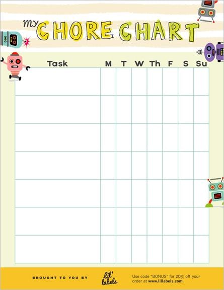 Chore Chart for Kids – Lil' Labels