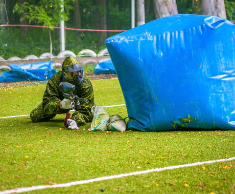 Taking cover in a paintball game