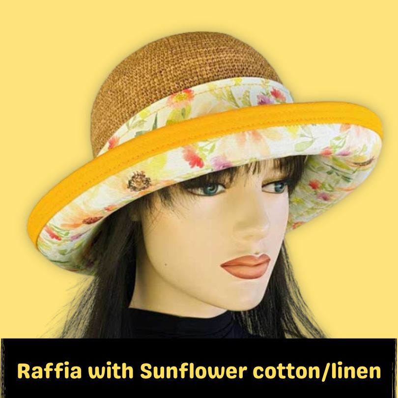 204-aa Raffia Straw sun hat in toast with belt loops, adjustable fit, -  madcaphats
