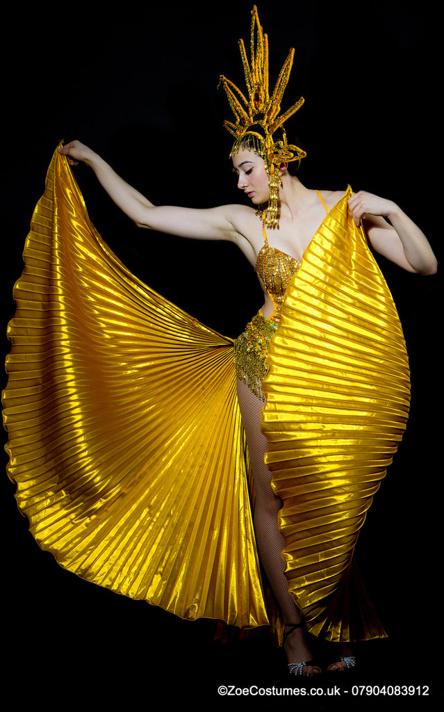 Gold Showgirl Dance Costume for Hire | Carnival Dancer Fancy Dress Out ...