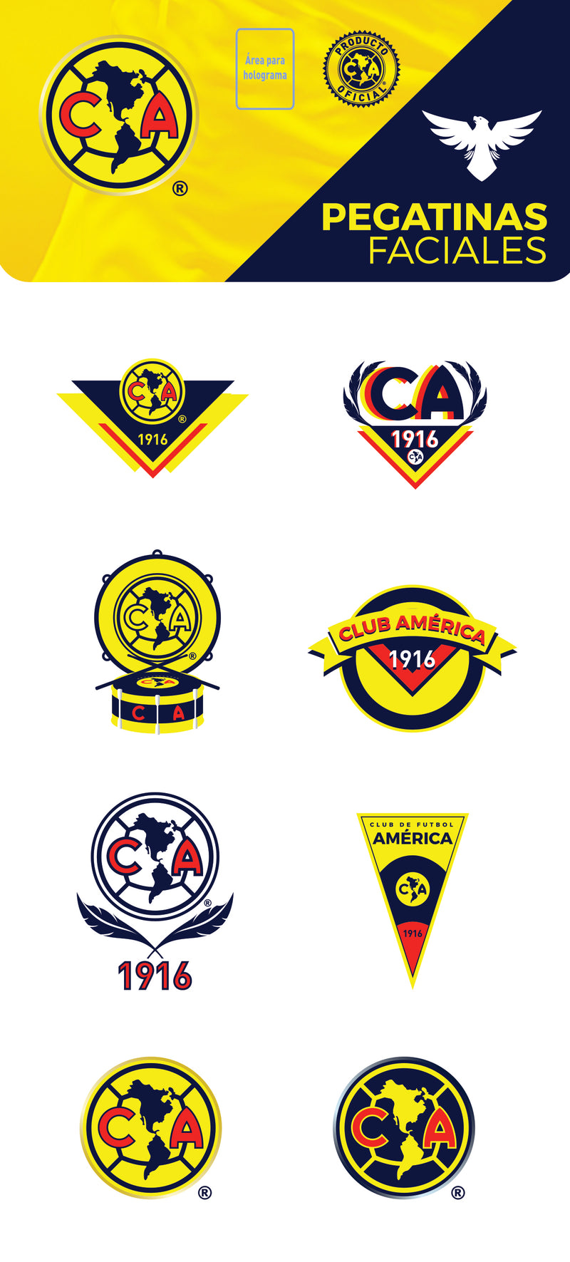 Club America Official Face Stickers - Maccabi Art