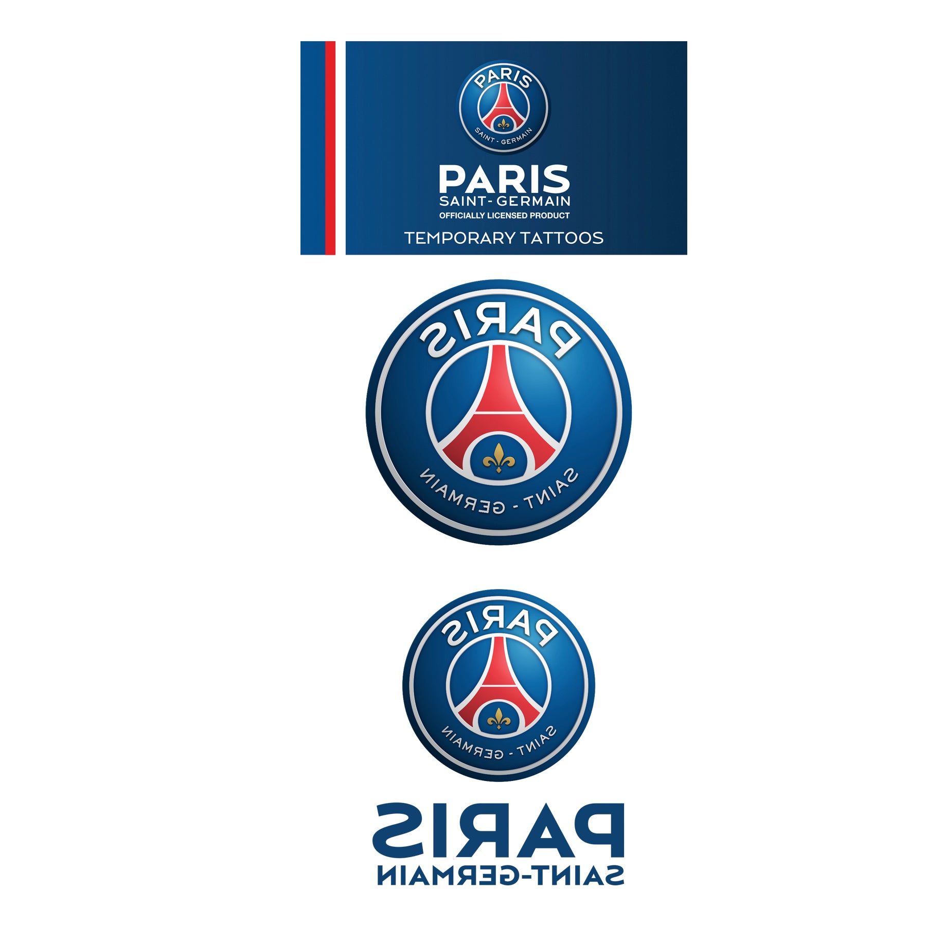 Official Paris Saint-Germain F.C. Single Sheet Temporary Tattoo ...