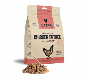 Vital Essentials(R) Freeze-Dried Raw Chicken Entree Cat Food Mini Nibs, - Cats of Coventry