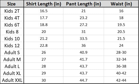 Es Size Chart