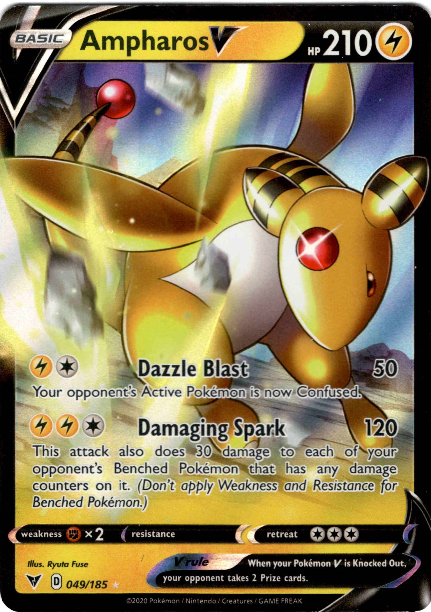 Ampharos V 049/185 Vivid Voltage Card Cavern Trading Cards, LLC