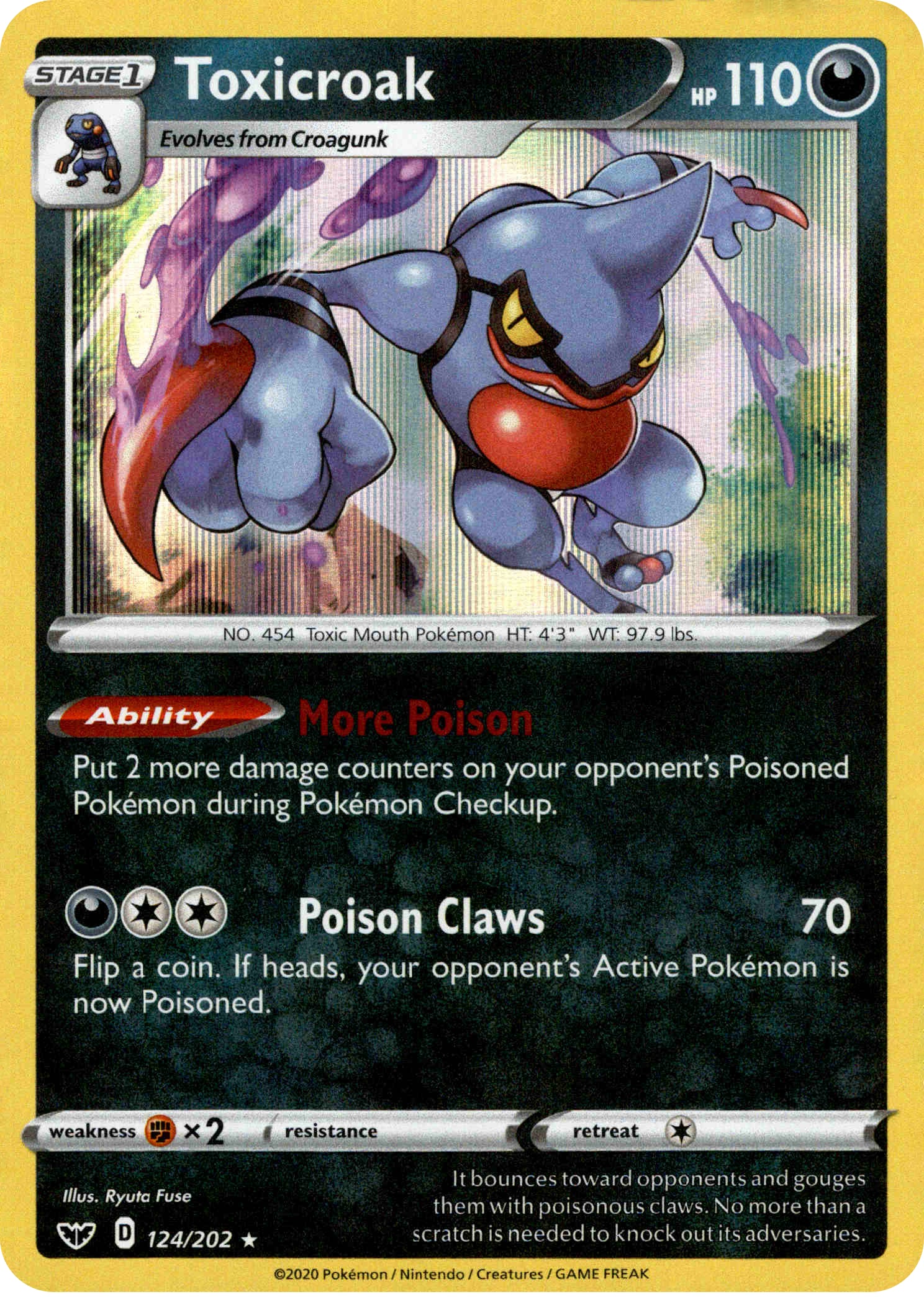 Toxicroak - 124/202 - Sword & Shield - Holo – Card Cavern ...