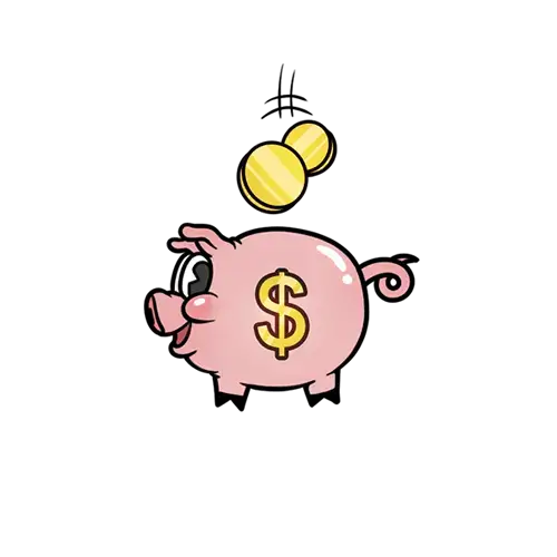 A pig with money character