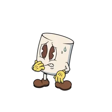 Marshmallow character afraid