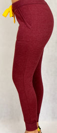 Burgundy Jogger with Yellow Waist Tie