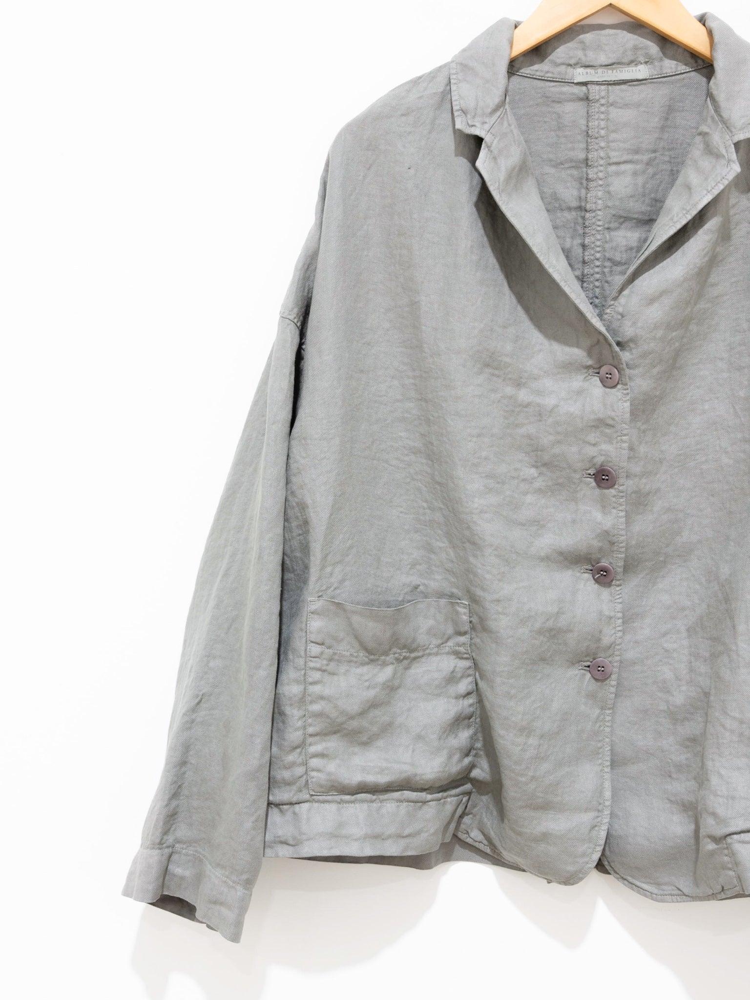 Linen Loose Blazer - Stone Gray