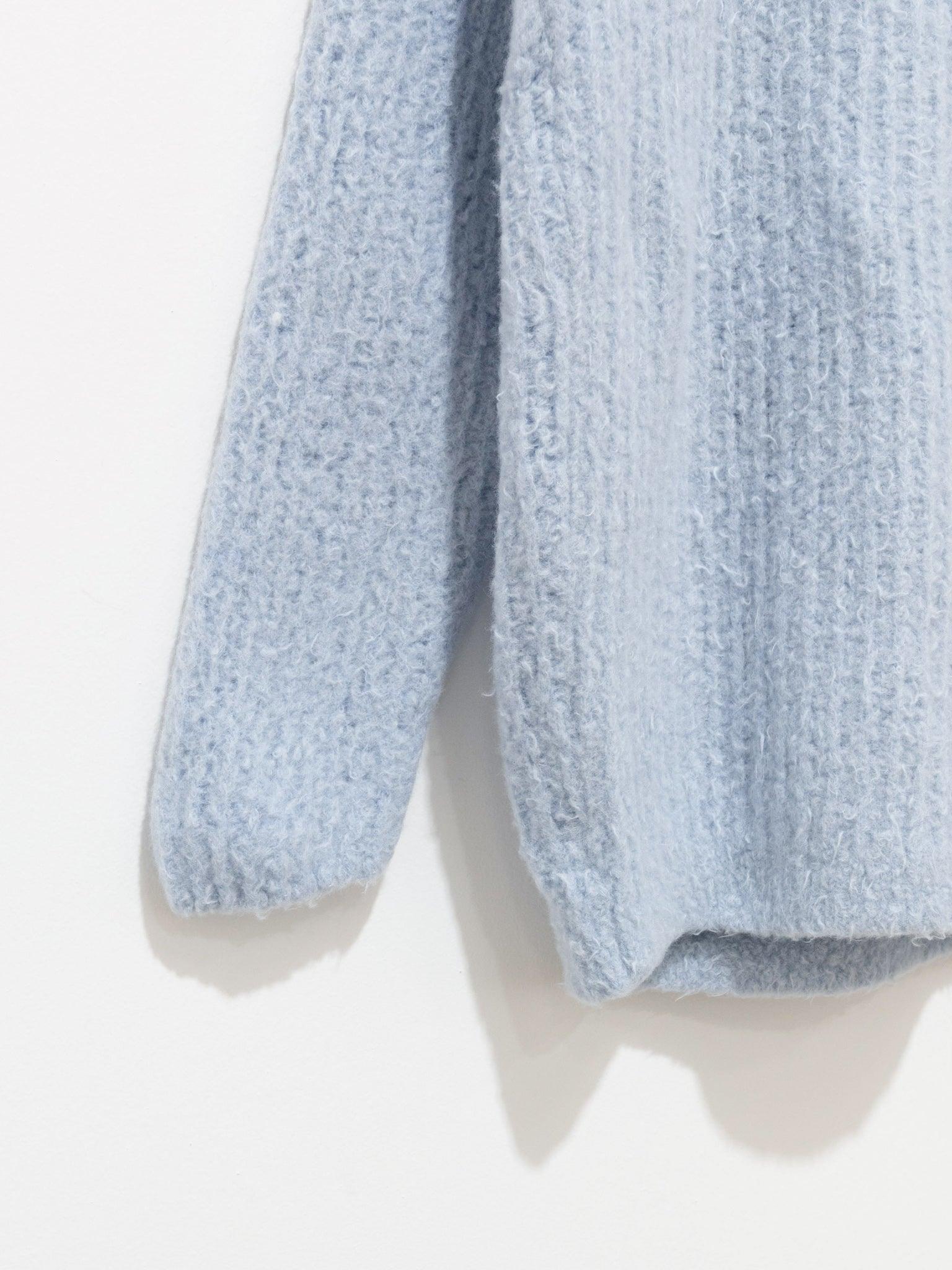 Milled Wool Moal Knit Big Pullover - Light Blue