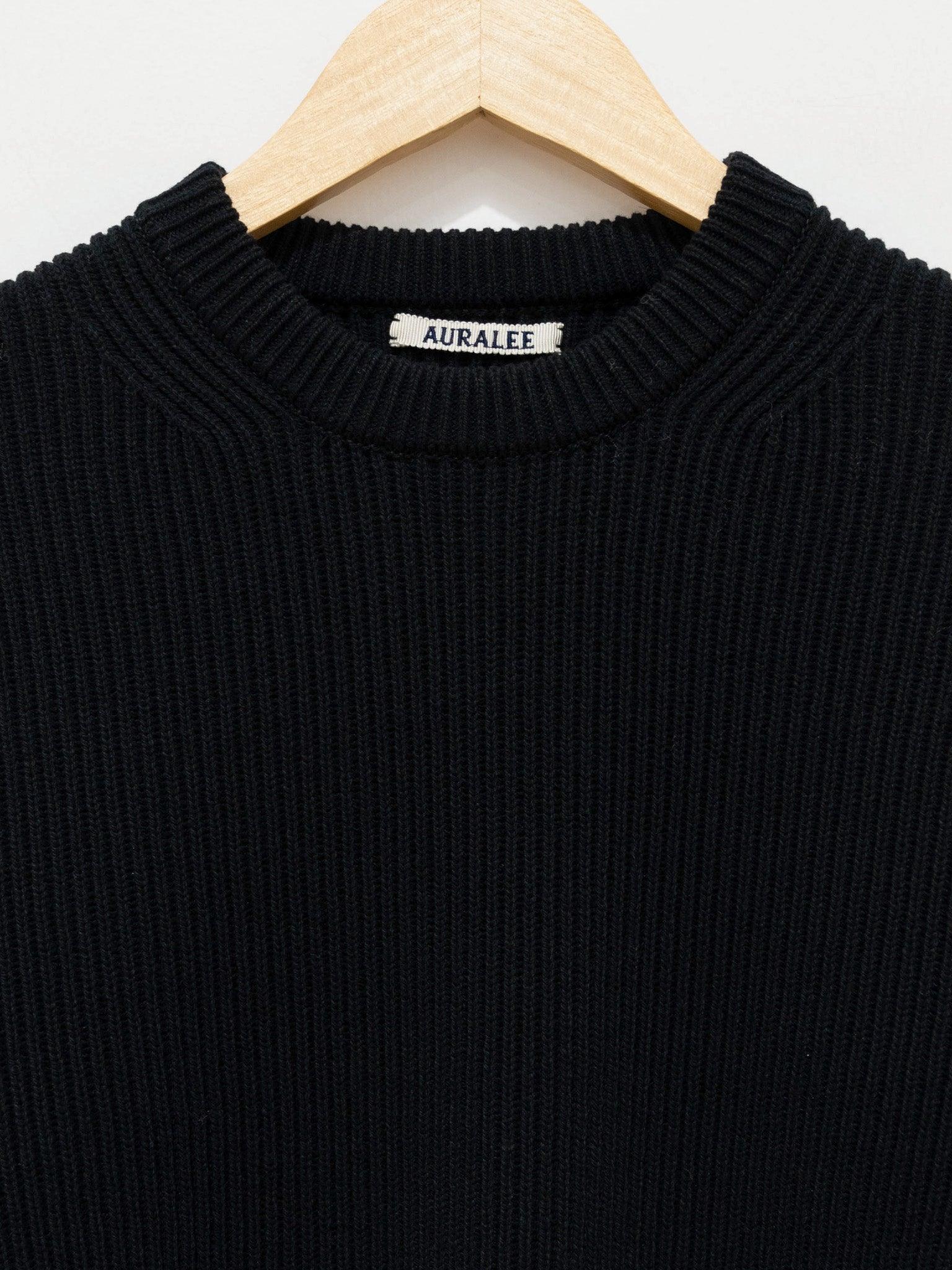 Super Fine Wool Rib Knit Big Pullover - Black