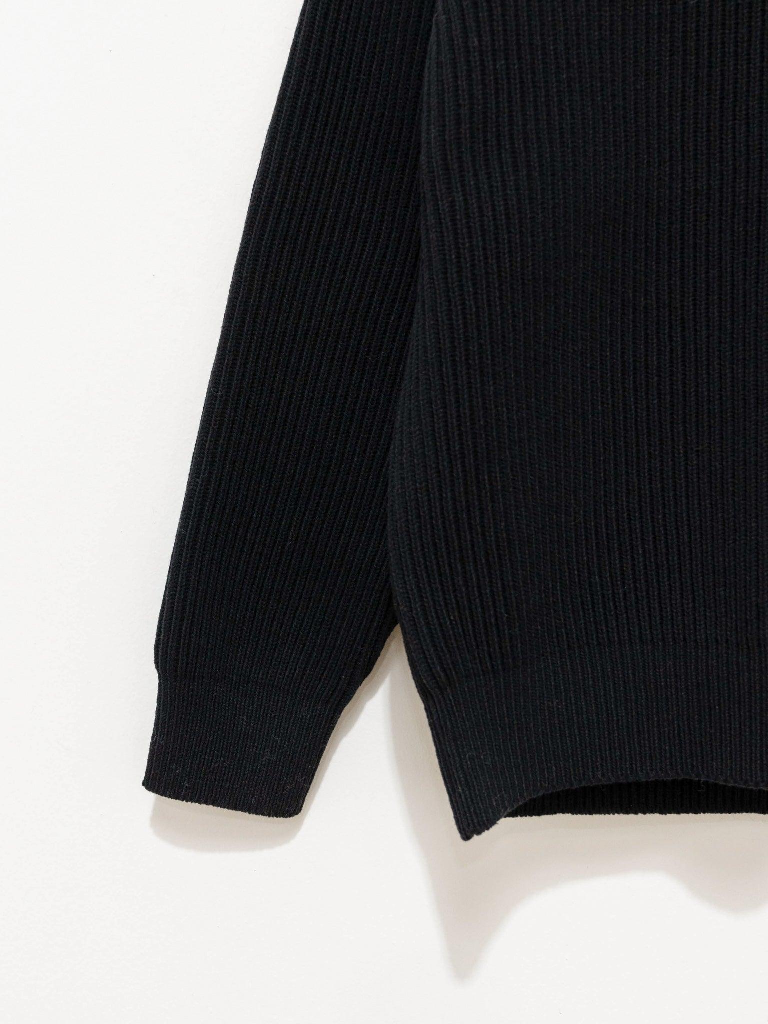 Super Fine Wool Rib Knit Big Pullover - Black