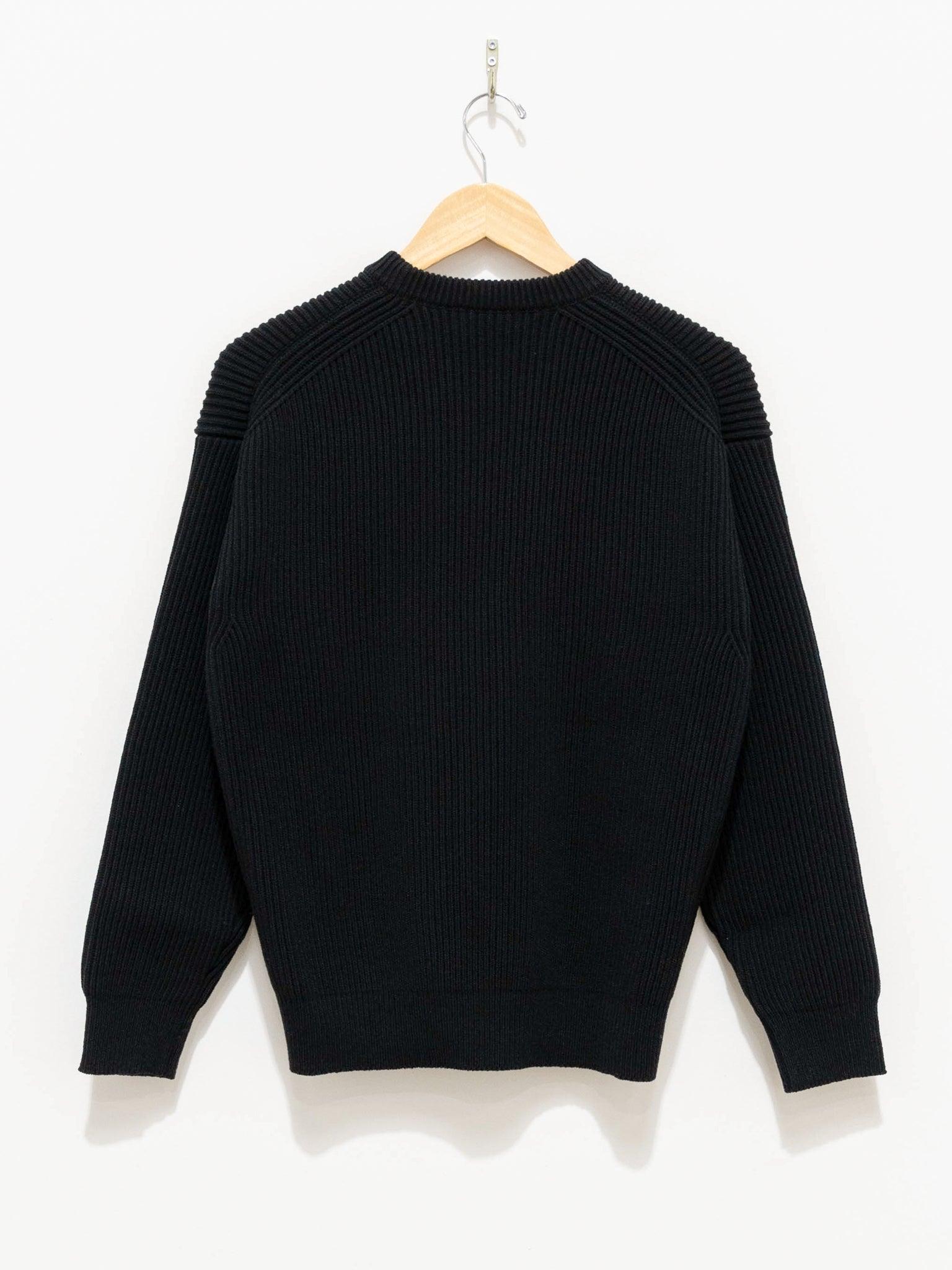 Super Fine Wool Rib Knit Big Pullover - Black