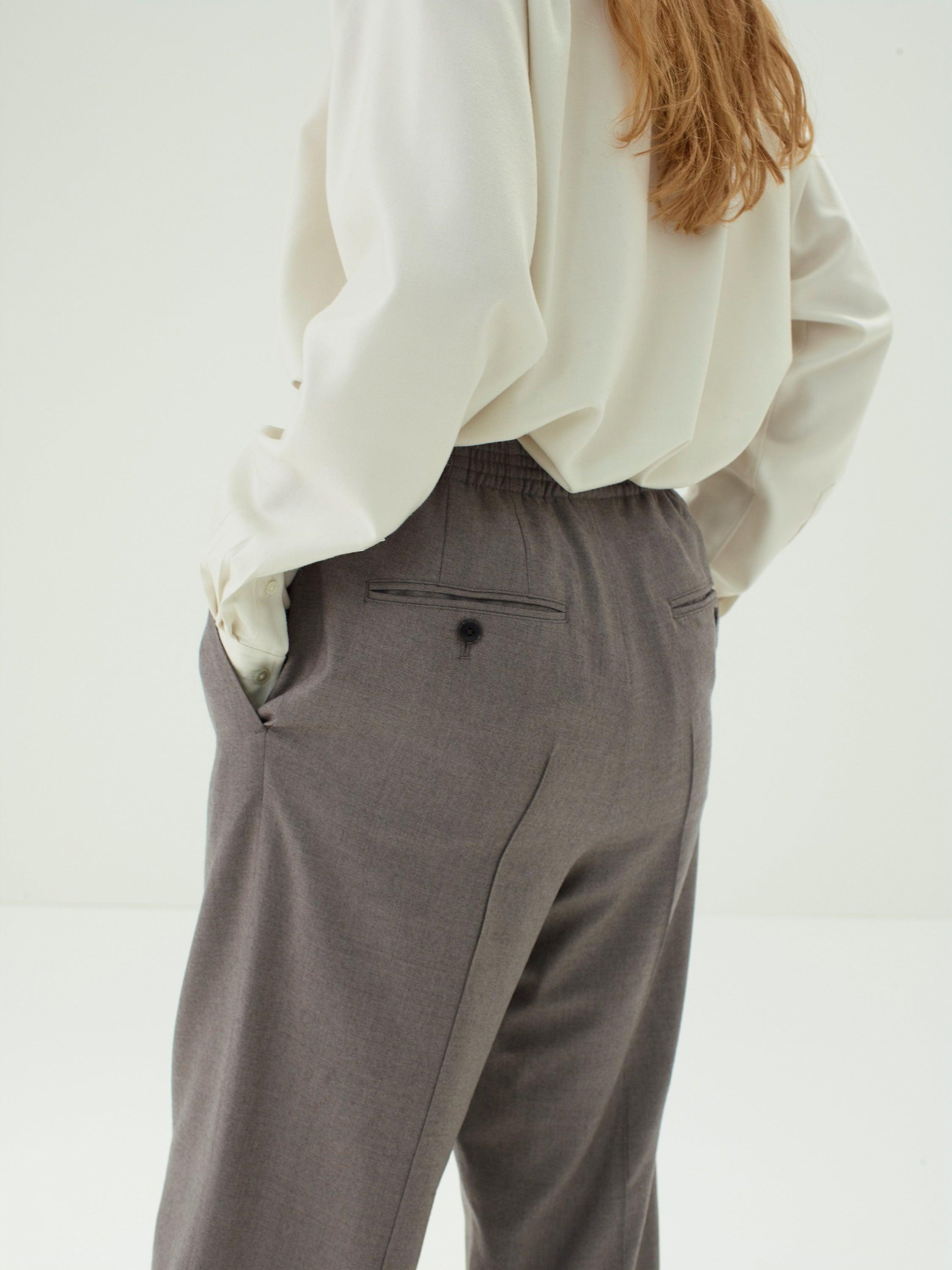 Super Light Wool Easy Slacks - Top Brown