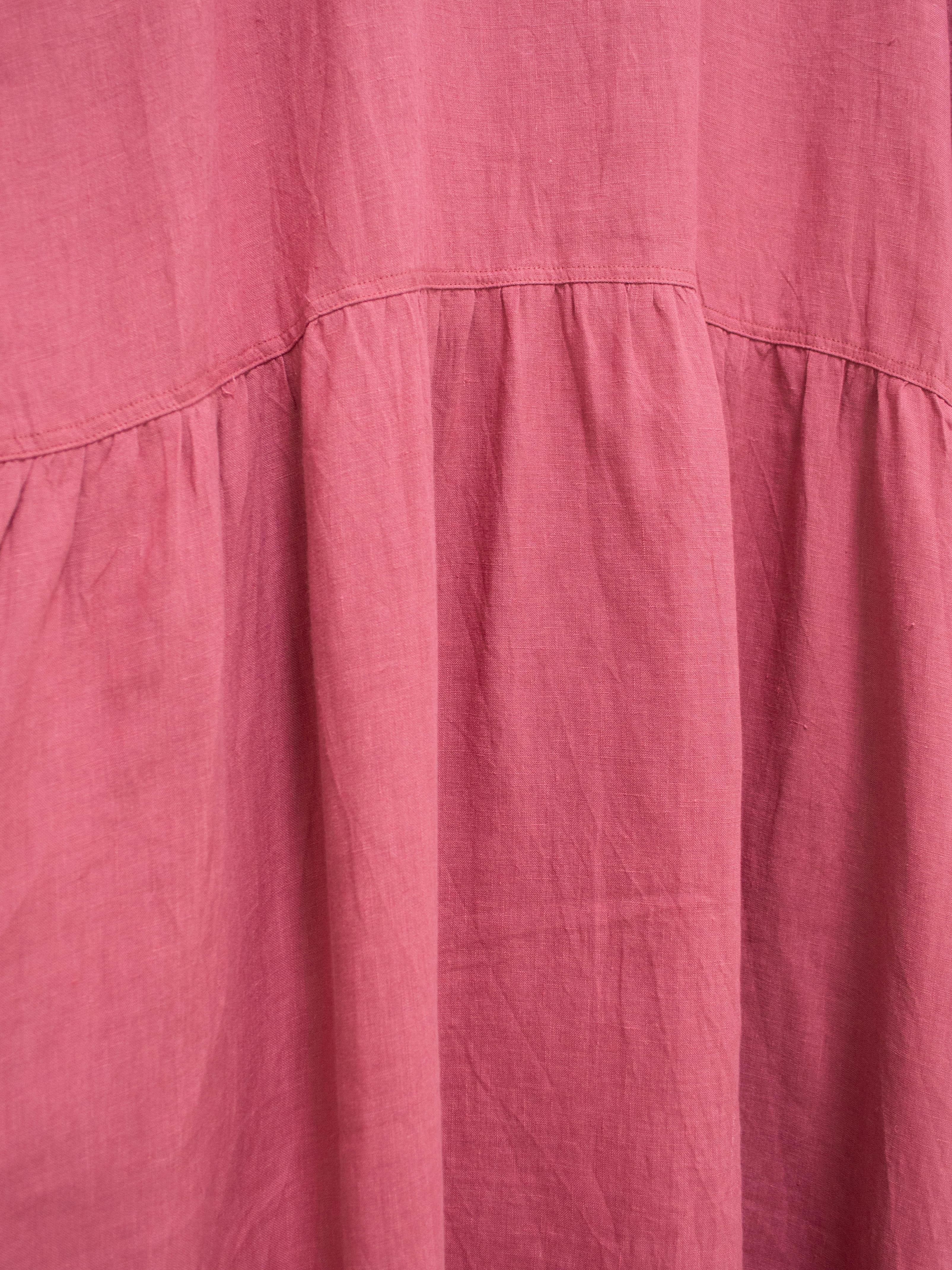 Namu Shop - Ichi Antiquites Color Linen Gather Dress - Pink