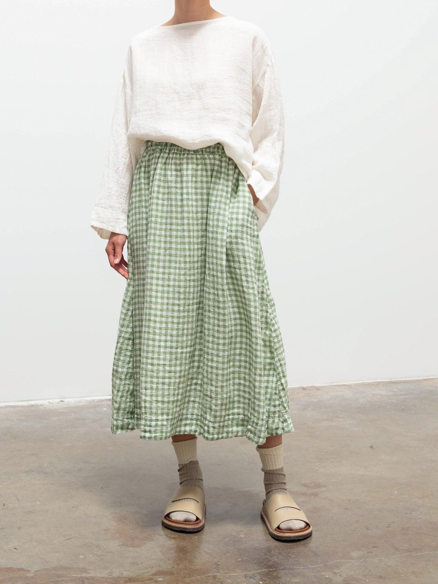 Namu Shop - Ichi Antiquites Linen Skirt - x Green