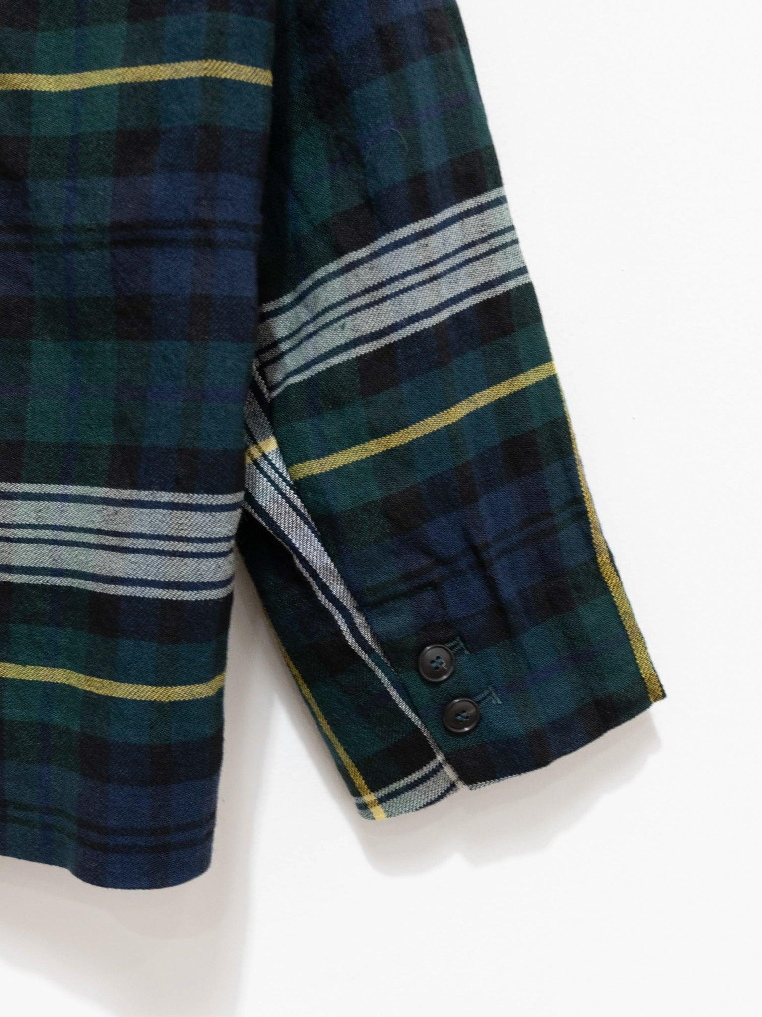 Linen Wool Tartan Jacket - Navy