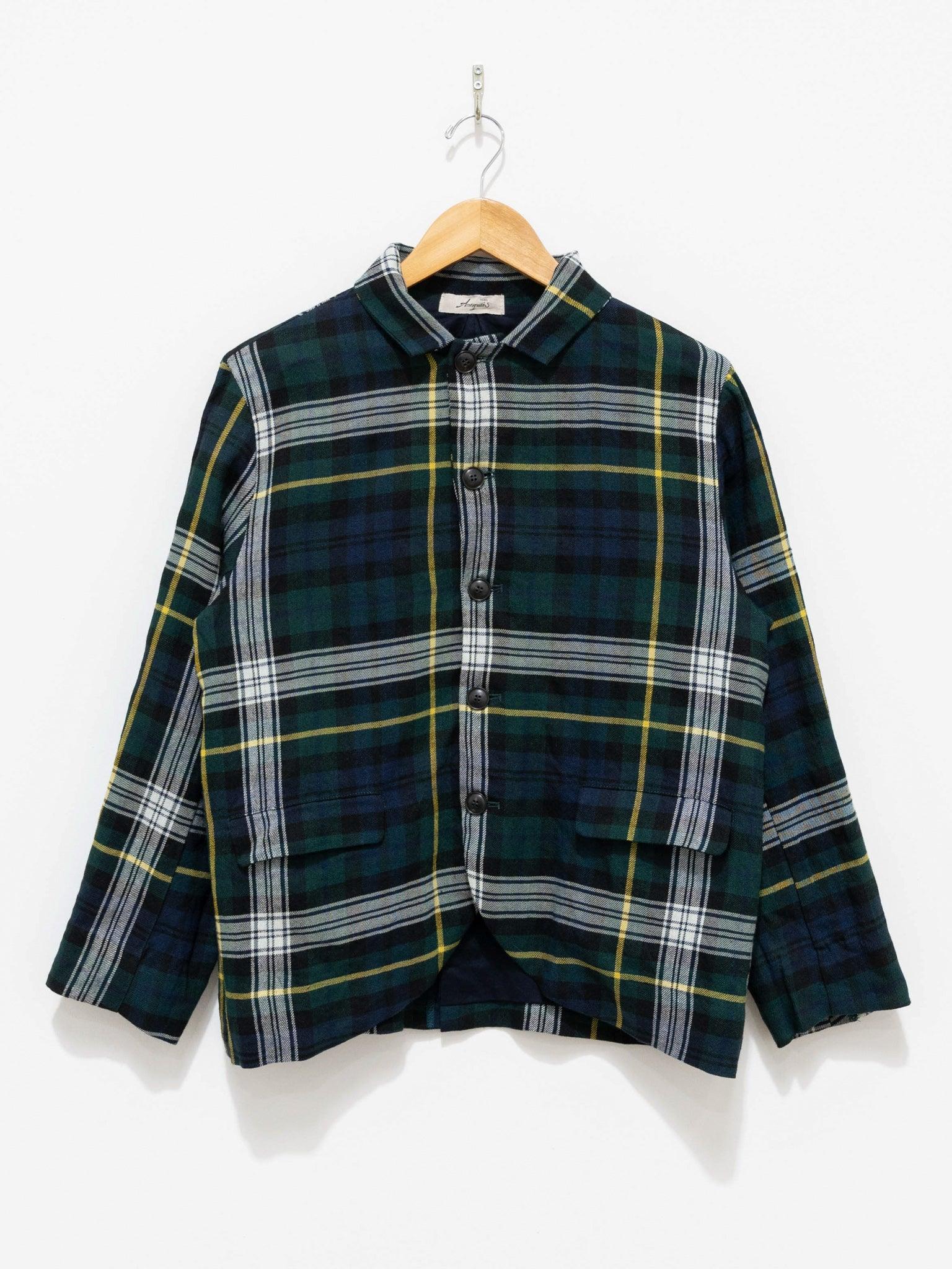 Linen Wool Tartan Jacket - Navy