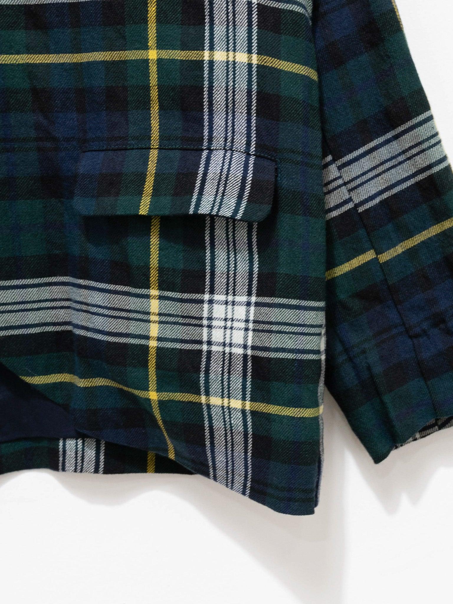 Linen Wool Tartan Jacket - Navy