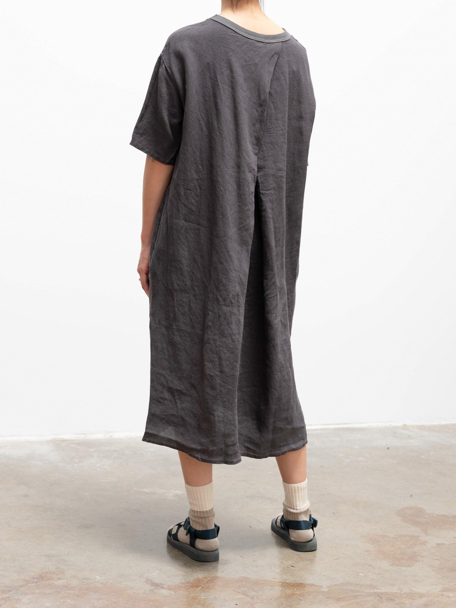 Namu Shop - Maillot Linen Back Tuck Dress - Smoke Gray