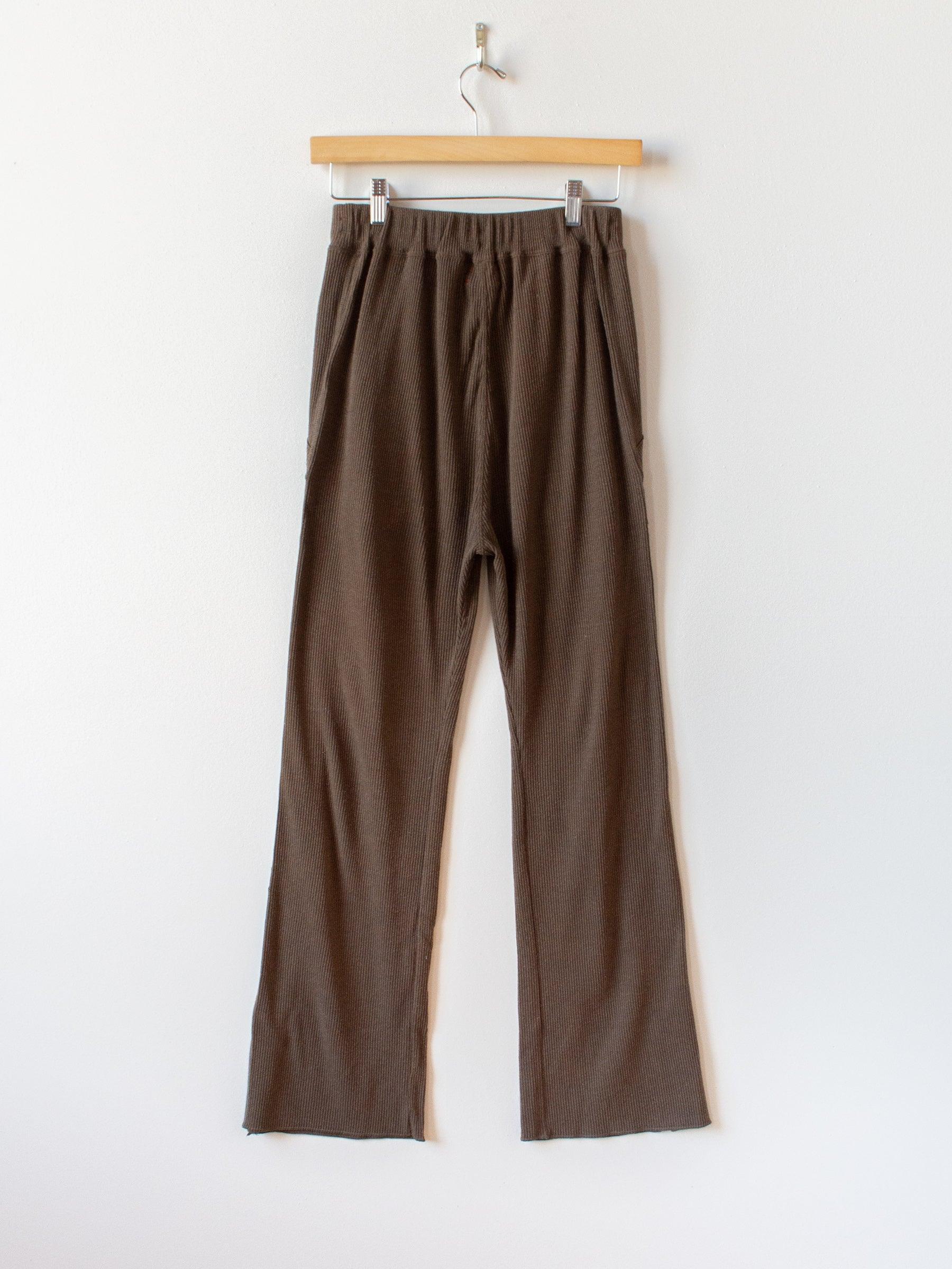 Namu Shop - Unfil Raw Silk Ribbed Jersey Pants - Coffee Brown