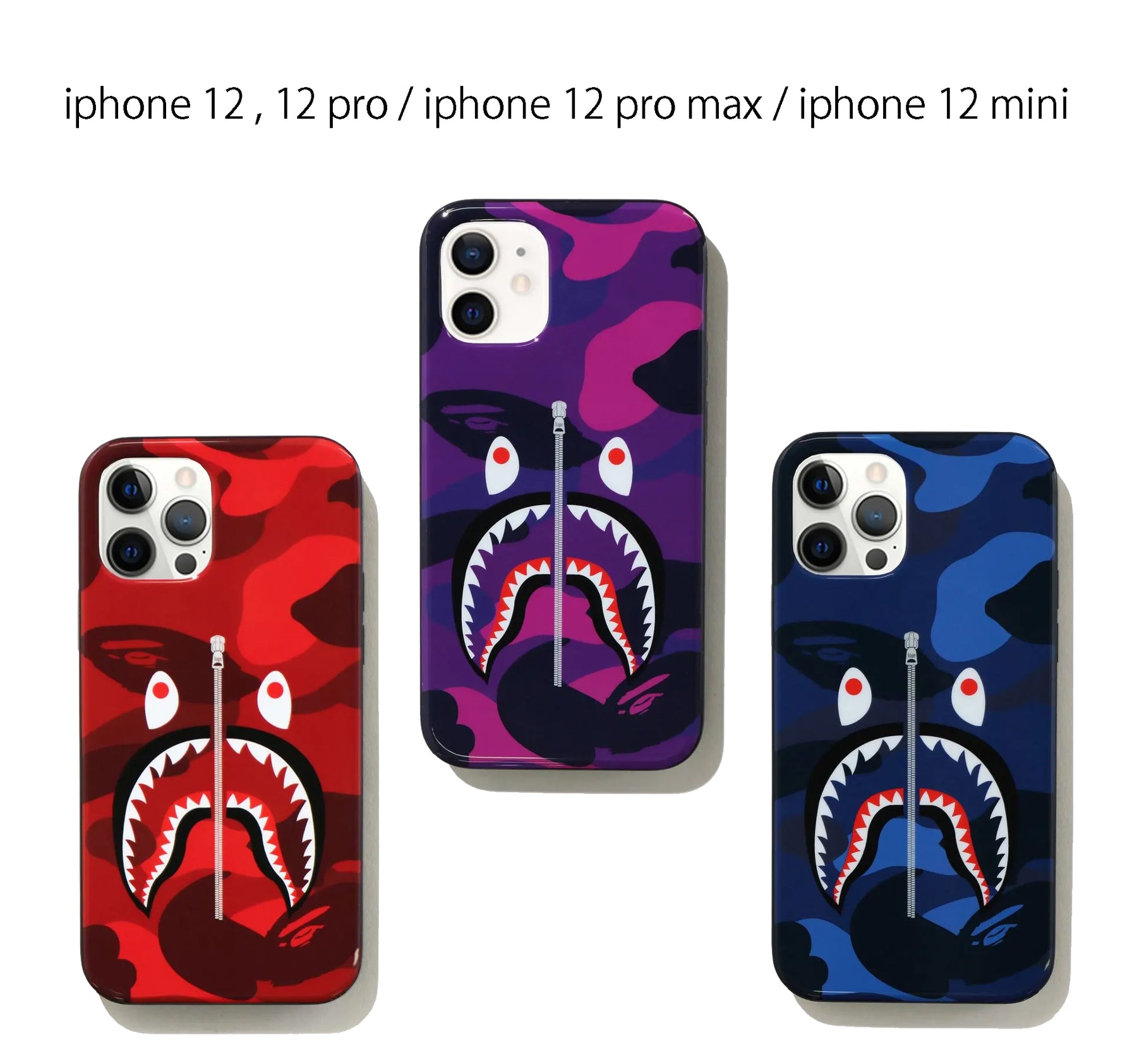 A Bathing Ape Color Camo Shark Iphone 12 12 Pro Pro Max Mini Cas Happyjagabee Store