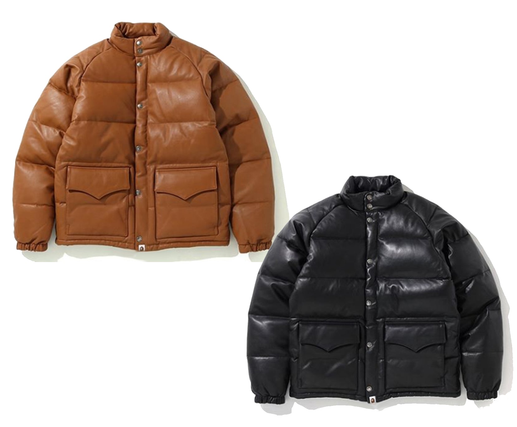 bape leather down jacket