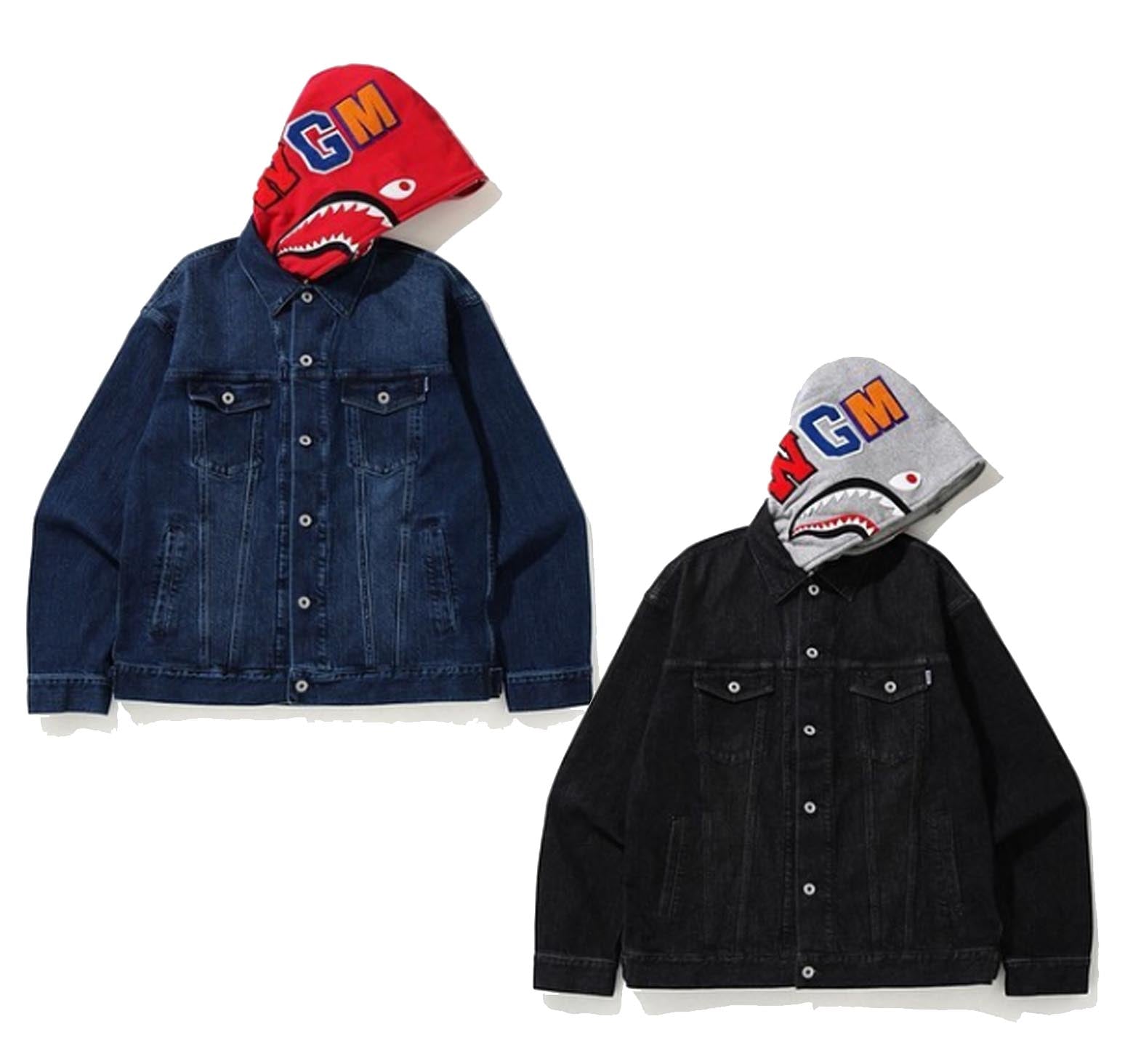 bape denim jacket shark