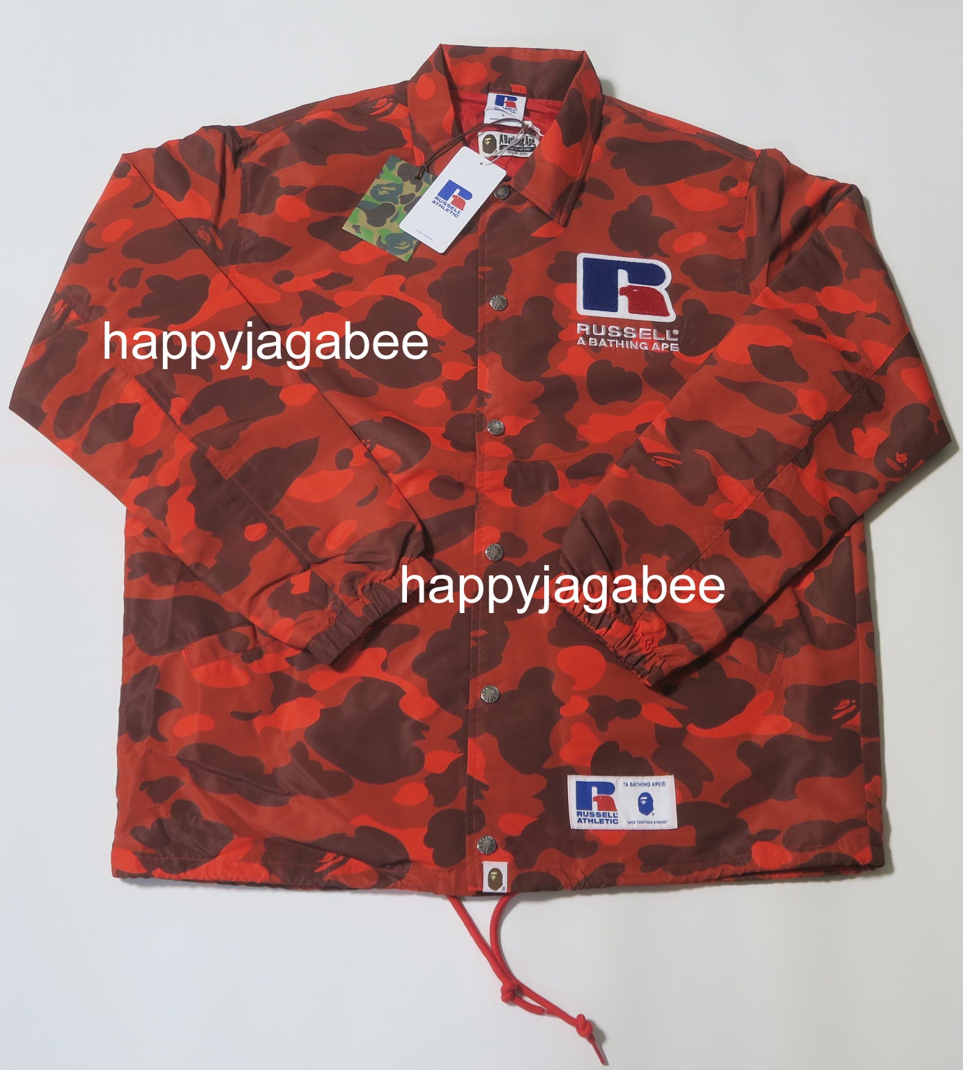 白木/黒塗り A BATHING APE RUSSELL コーチジャケット 上下