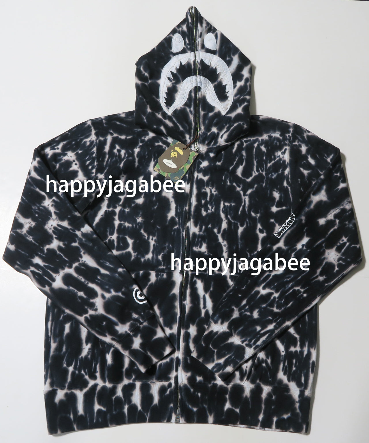 tie dye shark wide full zip hoodie