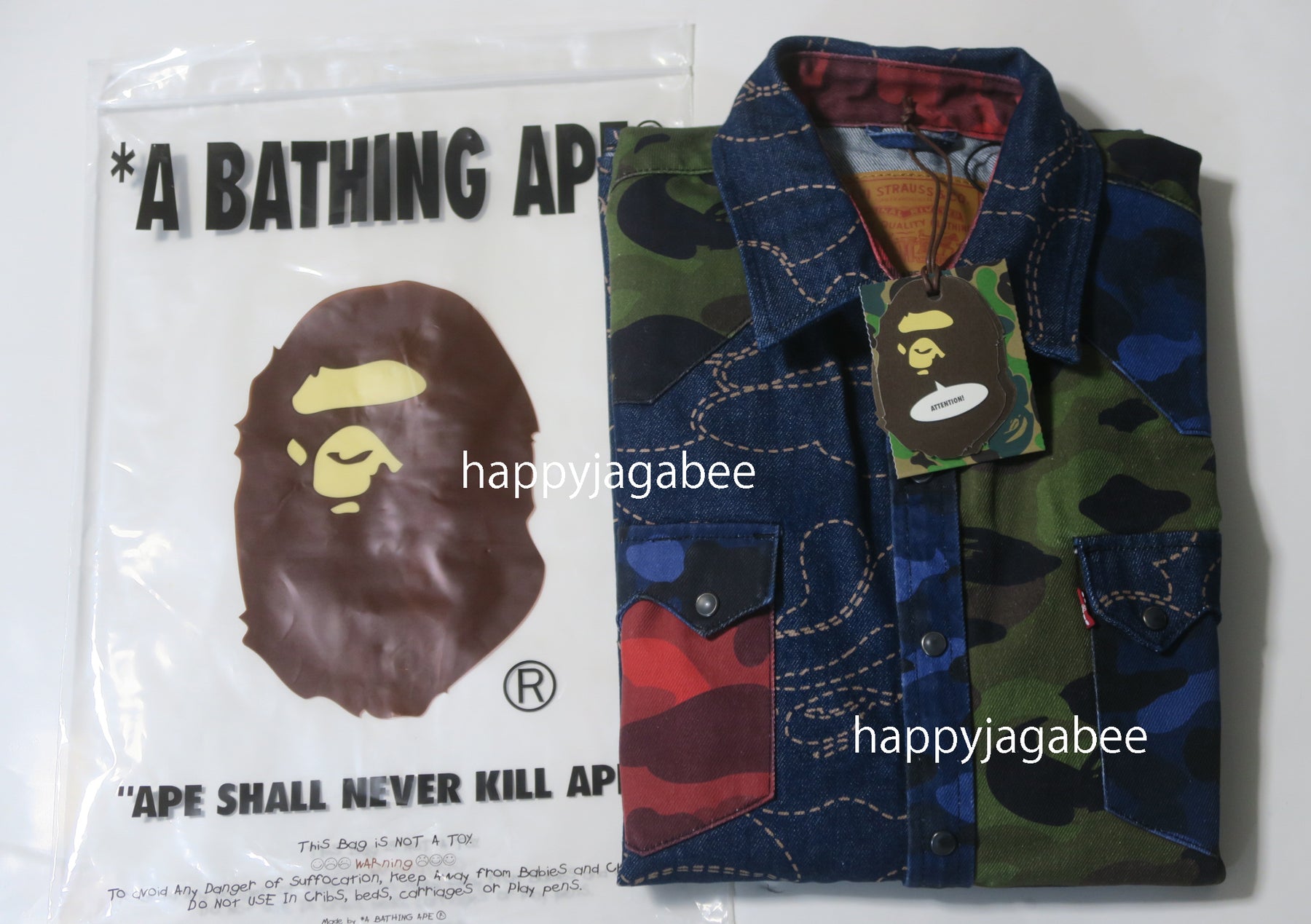 A BATHING APE BAPE x Levi's MULTI COLOR CAMO SHIRT