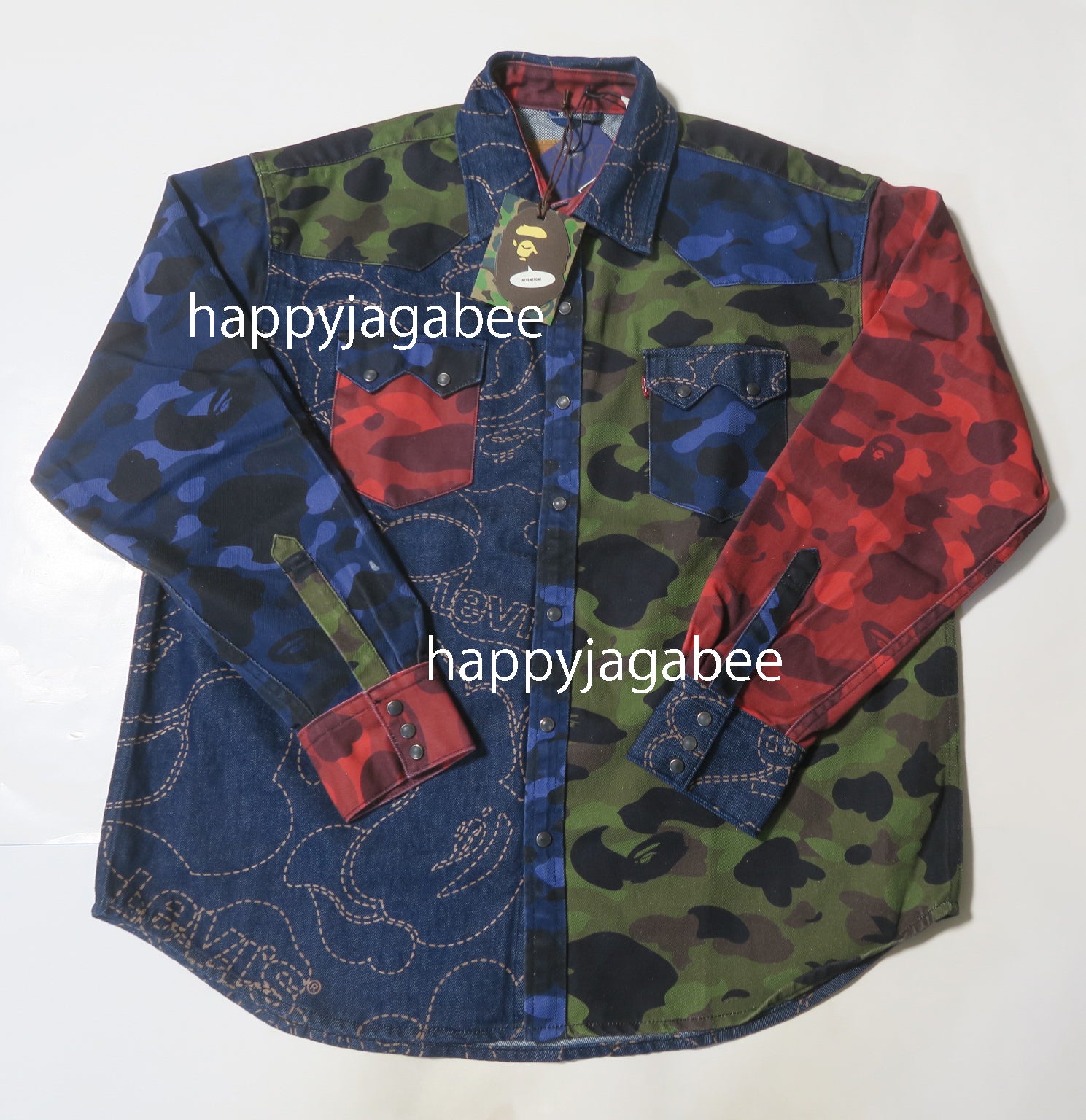 A BATHING APE BAPE x Levi's MULTI COLOR CAMO SHIRT