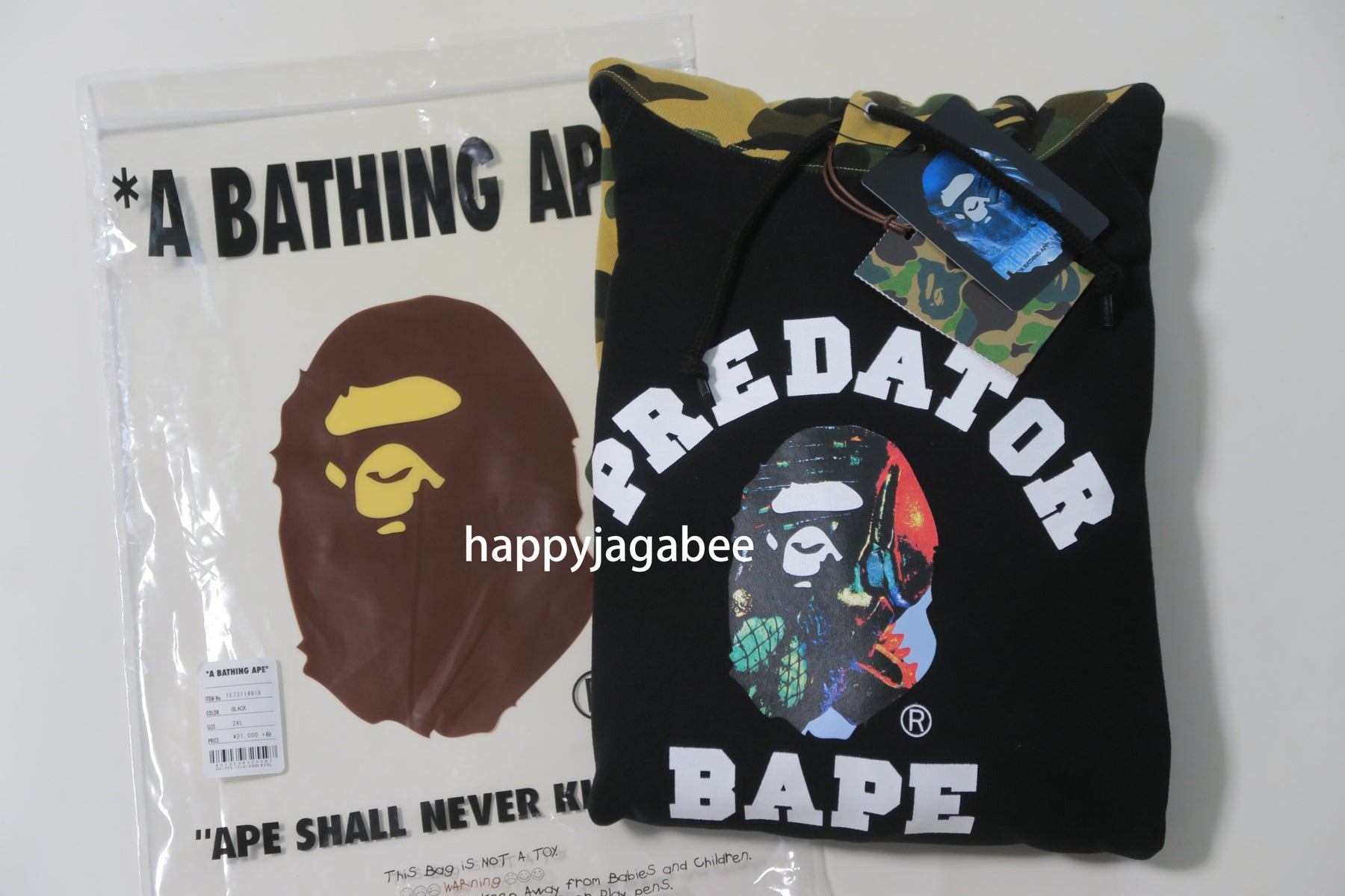 bape x predator pullover hoodie black