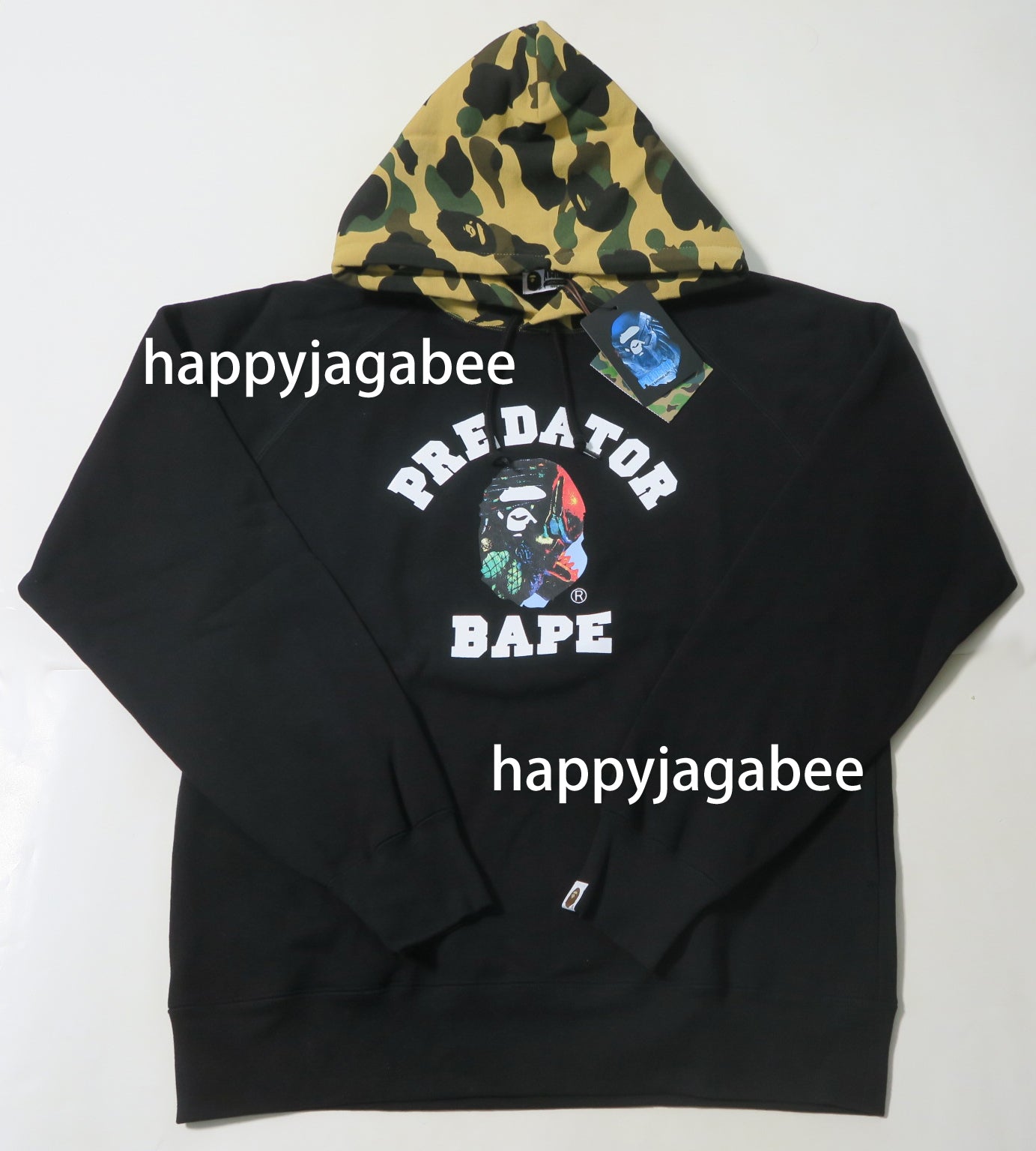 bape x predator pullover hoodie black