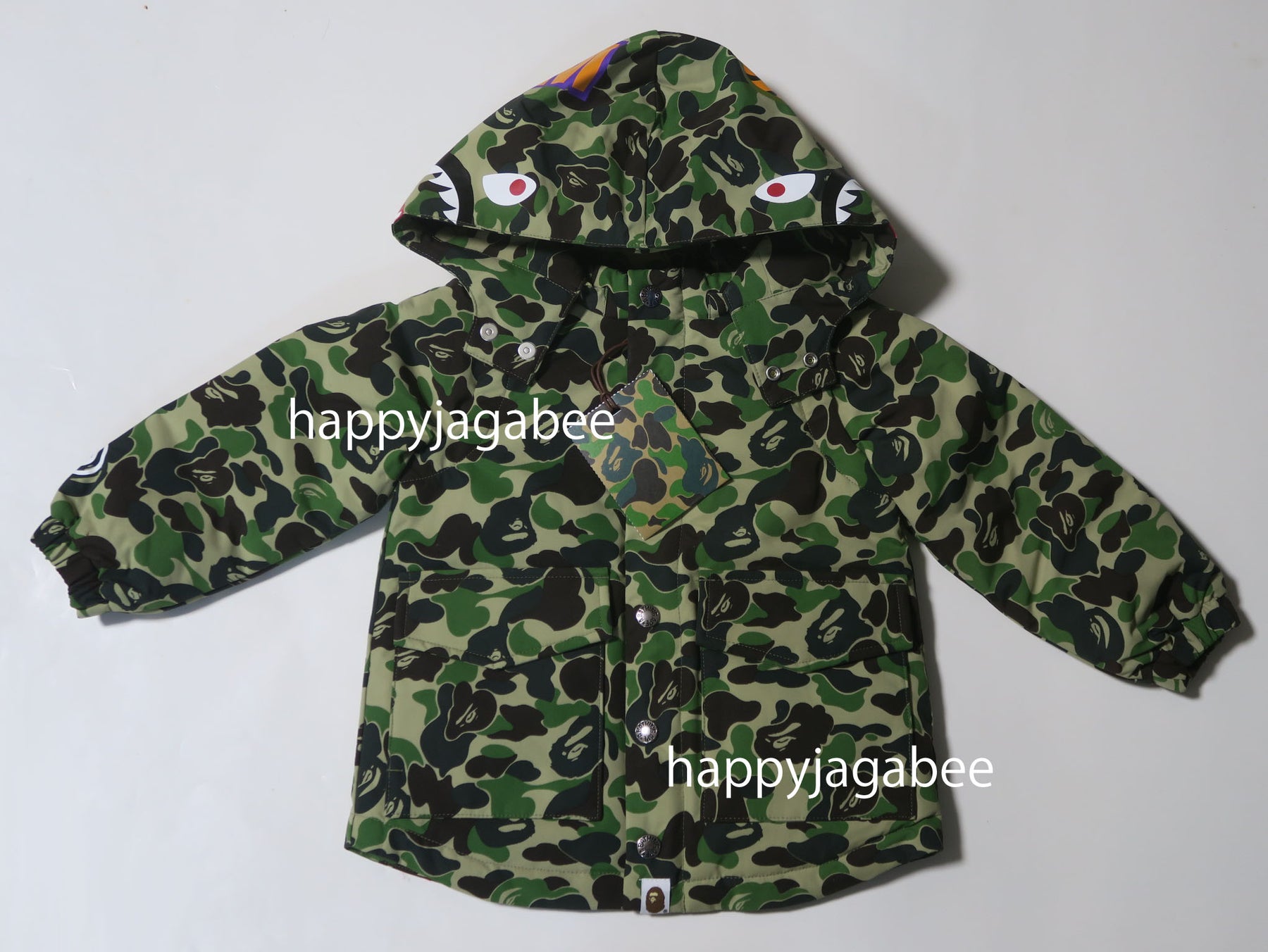 A BATHING APE BAPE KIDS ABC CAMO SHARK 4WAY DOWN JACKET