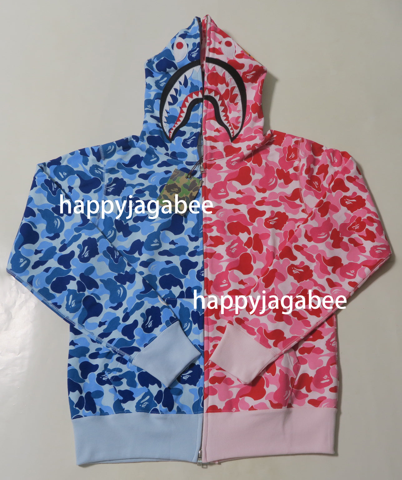 blue and pink bape hoodie