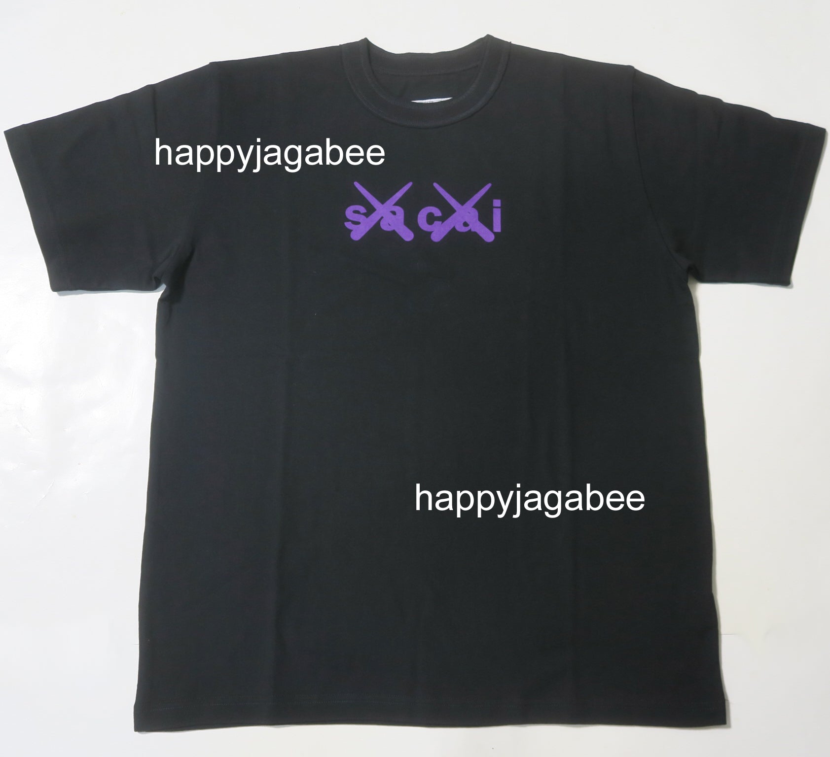 sacai x KAWS / Flock Print T-Shirt BLACK x PURPLE – happyjagabee store