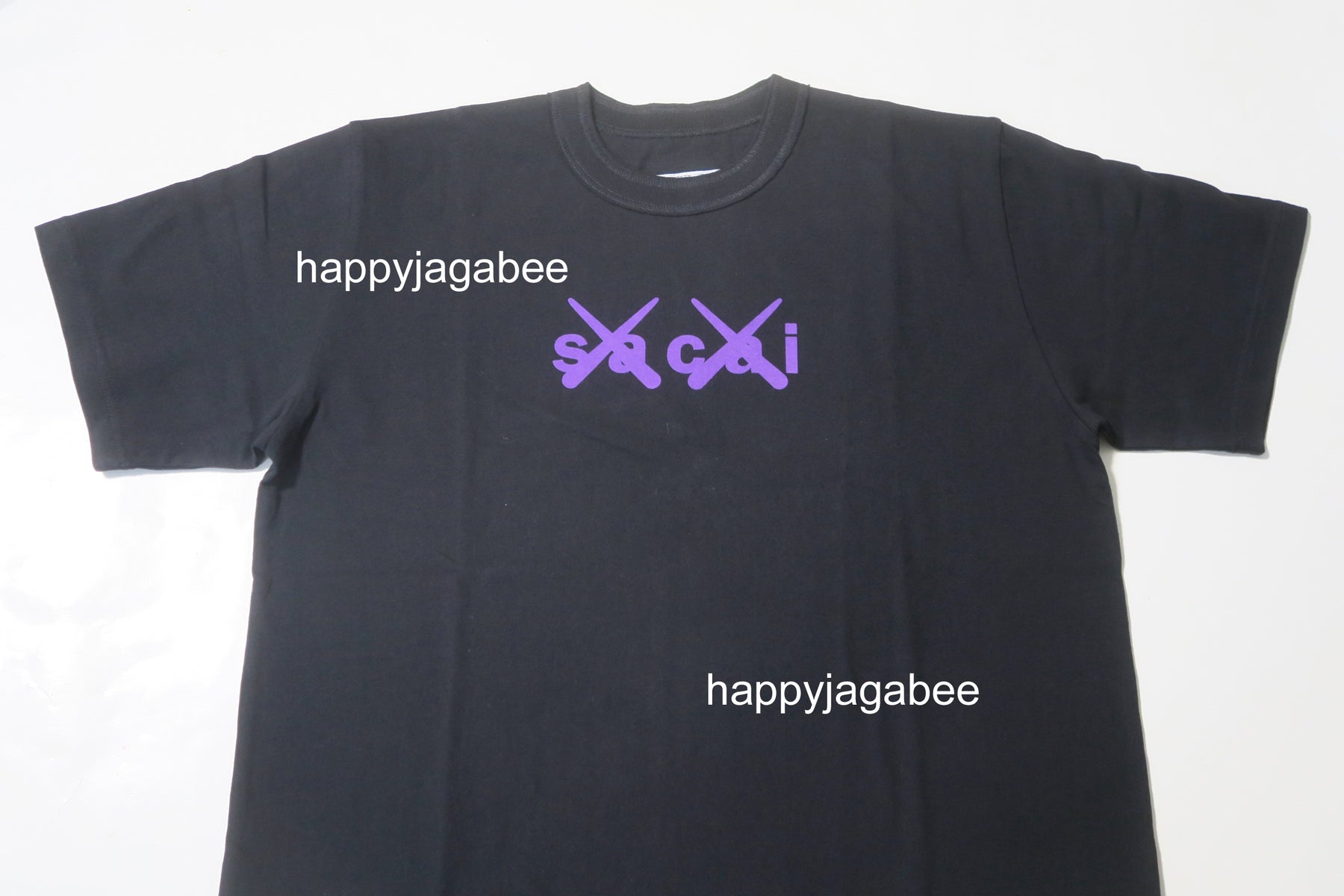 sacai x KAWS / Flock Print T-Shirt BLACK x PURPLE – happyjagabee store