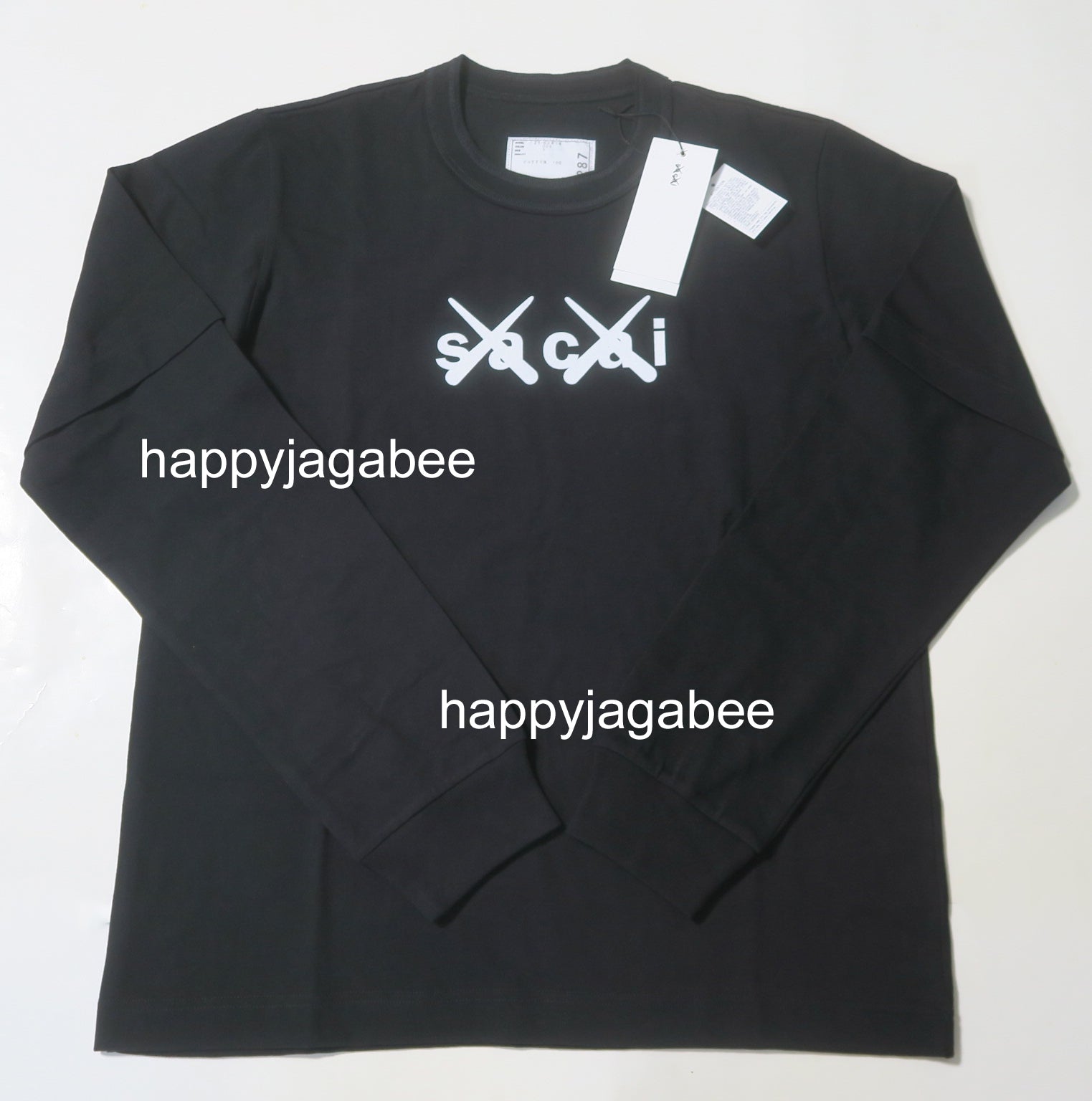 sacai x KAWS / Flock Print Long Sleeve T-Shirt Black