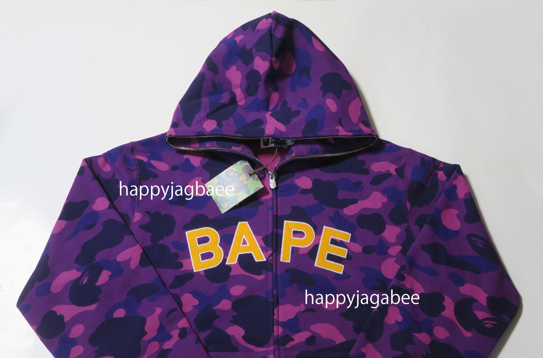bape purple camo full zip hoodie