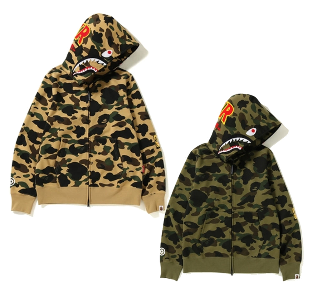 bape shark full zip hoodie camo