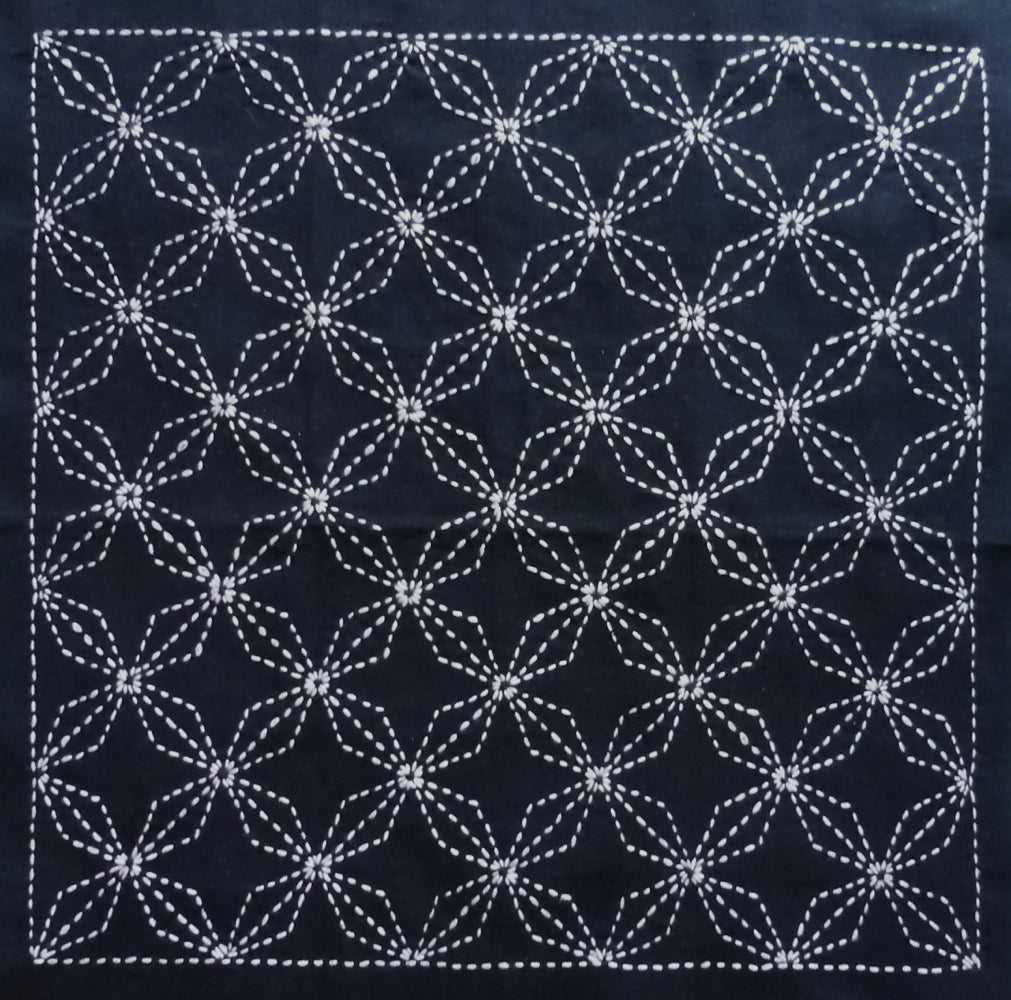 Sashiko Fabric - Seigaiha (Ocean Waves) panel number 207