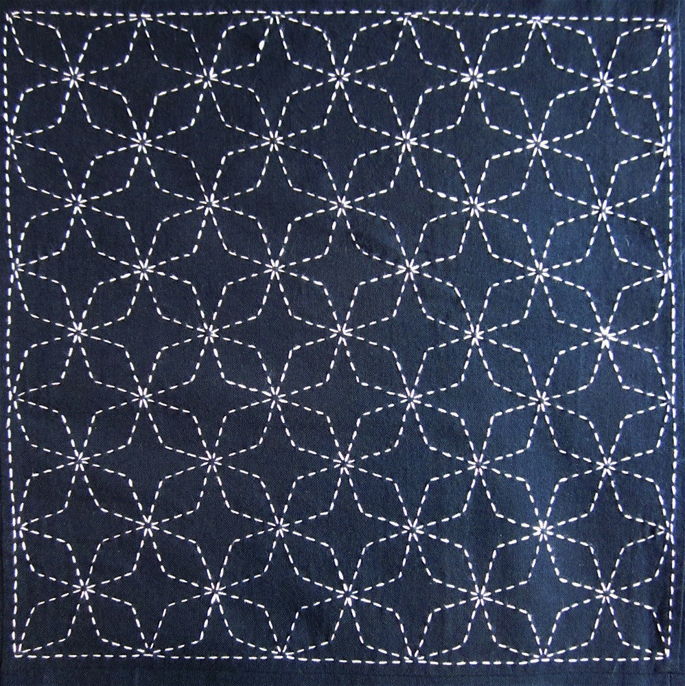 Sashiko Fabric - Seigaiha (Ocean Waves) panel number 207