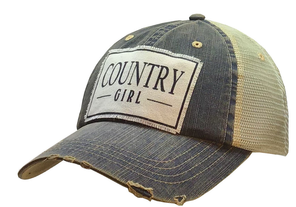 "Country Girl" Distressed Trucker Cap – Vintage Life